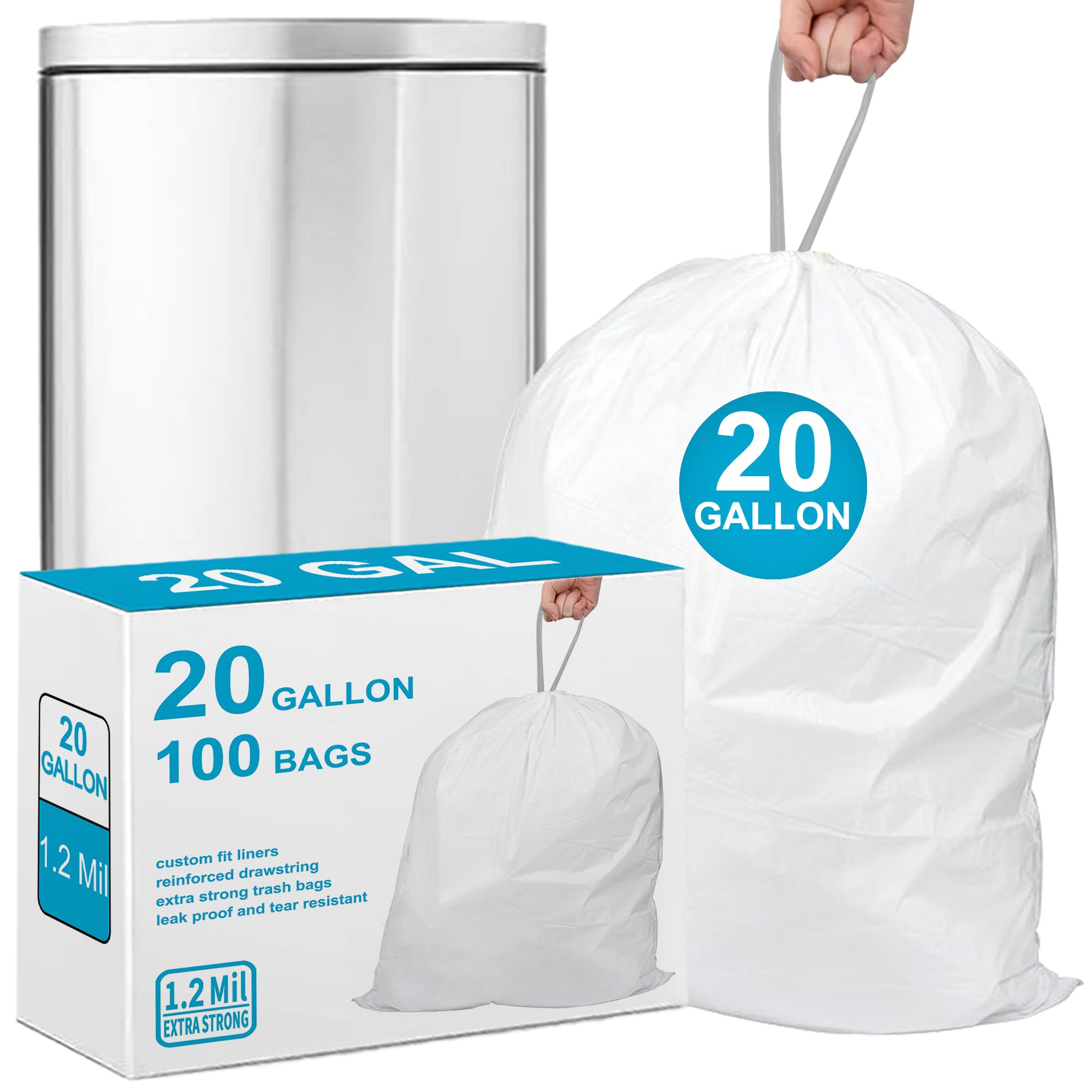 Amazon.com: 20-21 Gallon Trash Bags 1.2 Mil THICK Heavy Duty